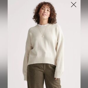 Quince 100% Organic Cotton Boyfriend Crew Sweater - Speckled Beige